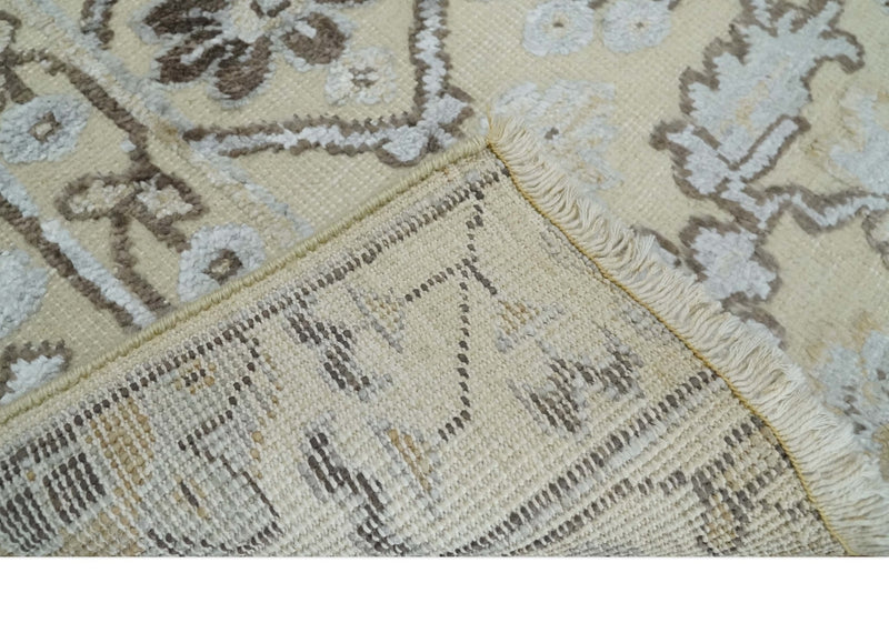 2x4 Hand Knotted Beige, silver and Brown Traditional Persian Oushak Wool Rug | N5524