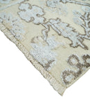 Beige Silver Brown Hand Knotted Persian Oushak Wool Area Rug 2x4