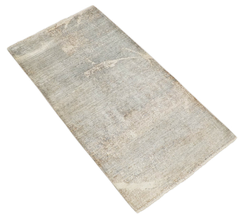 2x4 Hand Knotted Ivory and Beige Modern rug made with Art Silk| N8624