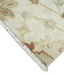 Hand Knotted Traditional Oushak Wool Area Rug 2x4 - Ivory Olive Rust Persian Style by The Rug Decor
