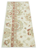Hand Knotted Traditional Oushak Wool Area Rug 2x4 - Ivory Olive Rust Persian Style by The Rug Decor