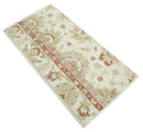 Hand Knotted Traditional Oushak Wool Area Rug 2x4 - Ivory Olive Rust Persian Style by The Rug Decor