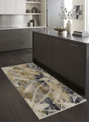 Hand Knotted Wool Silk Area Rug 2x4 - Olive Silver Charcoal