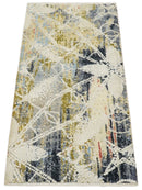 Hand Knotted Wool Silk Area Rug 2x4 - Olive Silver Charcoal
