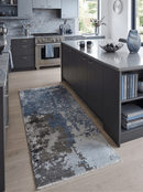 Art Silk Area Rug 2x4 - Modern Abstract Blue Silver Charcoal