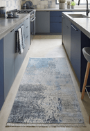 Blue and Ivory Abstract Modern Area Rug 2x4 - Hand Loomed Art Silk