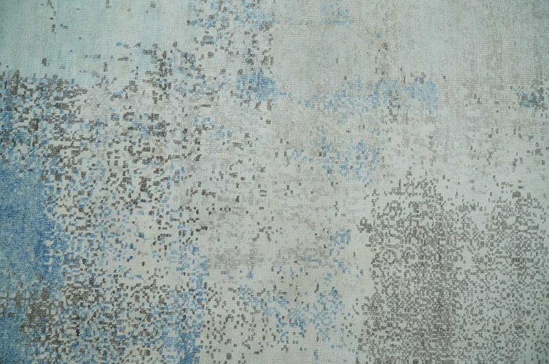 2x4 Modern Abstract Blue and Ivory Rug made with Art Silk| N4124