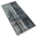 Gray and Silver Modern Abstract Wool Area Rug 2x4 - Hand Knotted