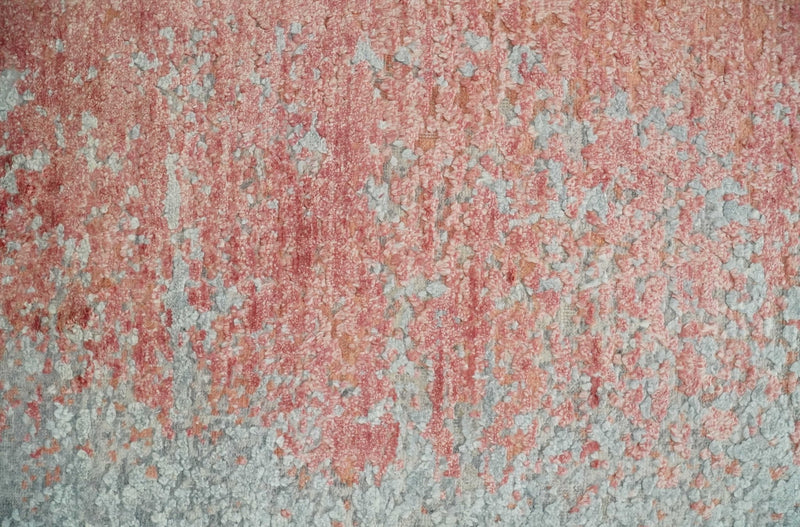 2x4 Modern Abstract Peach and Gray Rug made with Art Silk| N4024