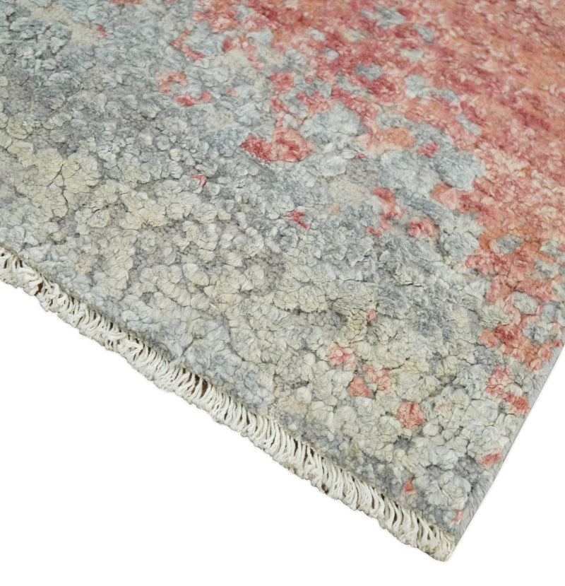 2x4 Modern Abstract Peach and Gray Rug made with Art Silk| N4024