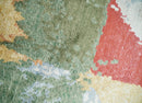 Modern Abstract Multicolor Wool Silk Hand Knotted Area Rug 2x4