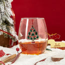 Stemless Christmas Tree Wine Glasses - Set of 2