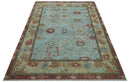 Custom Made Blue Modern Oushak Hand Knotted Wool Rug