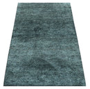 Custom Made Contemporary Solid Plush Steel Blue Hand Knotted Wool Rug