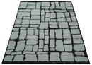 Custom Made Contemporary Ivory And Dark Brown Hand Knotted Wool Rug