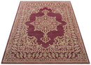 Custom Made Traditional Turkish Maroon And Beige Hand Knotted Wool Rug