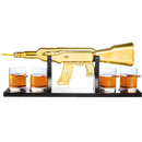 AK Gold Whiskey Decanter Set With 4 Bullet Whiskey Glasses