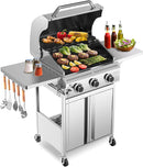 3 & 4-Burner Propane Gas Grills with Side Burners, for Outdoor Cooking, BBQ, Patio, Camping