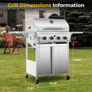 3 & 4-Burner Propane Gas Grills with Side Burners, for Outdoor Cooking, BBQ, Patio, Camping