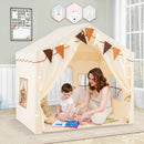 3-4 Kids Large Play Tent House with 2 Opening Doors and Star Lights-Beige by LJGDeals