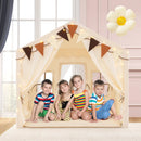 3-4 Kids Large Play Tent House with 2 Opening Doors and Star Lights-Beige by LJGDeals