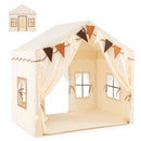 3-4 Kids Large Play Tent House with 2 Opening Doors and Star Lights-Beige by LJGDeals
