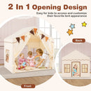 3-4 Kids Large Play Tent House with 2 Opening Doors and Star Lights-Beige by LJGDeals