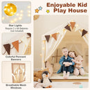 3-4 Kids Large Play Tent House with 2 Opening Doors and Star Lights-Beige by LJGDeals