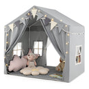 3-4 Kids Large Play Tent House with 2 Opening Doors and Star Lights-Gray