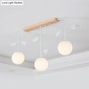 GobekUsa 3/5 Light Orb Island Ceiling Lamp with Milky Glass & Wooden Canopy - Modern & Simple Design