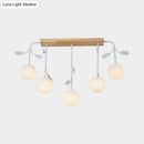 GobekUsa 3/5 Light Orb Island Ceiling Lamp with Milky Glass & Wooden Canopy - Modern & Simple Design