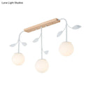 GobekUsa 3/5 Light Orb Island Ceiling Lamp with Milky Glass & Wooden Canopy - Modern & Simple Design