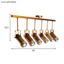 GobekUsa 3/6 Bulbs Bamboo Tube Island Pendant - Brown Iron Suspension Lighting with Hemp Rope