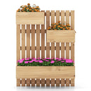 3-Box Wooden Raised Garden Bed with Trellises and Fabric Liners-Natural by LJGDeals