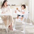 3-In-1 Convertible Highchair with Adjustable Height and 5-Point Safety Belt and Lockable Wheels