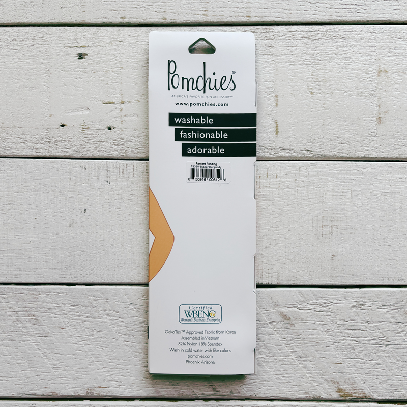 3 Pack Single Pom Braid Burgundy Black | Nylon Headband Hair Accessory