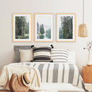 Green Forest River with Trees and Mountain. 3 Piece Wall Art by Wall Art Set