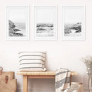 Coastal Black White Photography Set. Waves, Rocky Beach by Wall Art Set