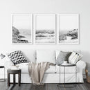 Coastal Black White Photography Set. Waves, Rocky Beach by Wall Art Set