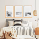Coastal Black White Photography Set. Waves, Rocky Beach by Wall Art Set