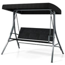 3-Person Porch Swing with Stand Outdoor Canopy Swing with Rattan Seat Back-Black by LJGDeals