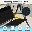 3-Person Porch Swing with Stand Outdoor Canopy Swing with Rattan Seat Back-Black by LJGDeals