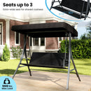 3-Person Porch Swing with Stand Outdoor Canopy Swing with Rattan Seat Back-Black by LJGDeals