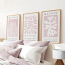 Set of 3 Matisse Abstract Cut Outs - La Gerbe Pink Wall Art by Wall Art Set