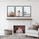 Surfer on the Sand Wall Art Set. Yellow Bus, Lifeguard Tower by Wall Art Set