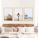 Surfer on the Sand Wall Art Set. Yellow Bus, Lifeguard Tower by Wall Art Set