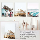Summer Surfing Wall Art Set. Yellow Bus, Surfboards, Beach Cabins by Wall Art Set