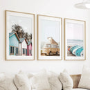Summer Surfing Wall Art Set. Yellow Bus, Surfboards, Beach Cabins by Wall Art Set