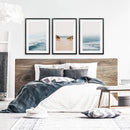 Modern Beach Set of 3 Posters. Sandy Beach, Waves, Surfers by Wall Art Set