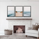 Modern Beach Set of 3 Posters. Sandy Beach, Waves, Surfers by Wall Art Set
